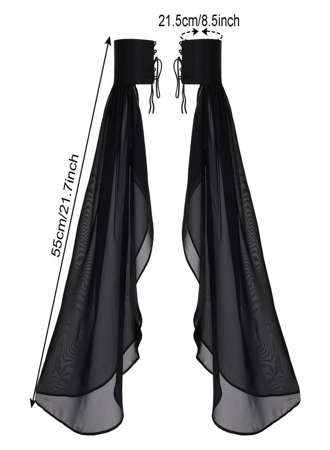phnydreg Long Tulle Bell Sleeves for Women Detachable Chiffon Gloves for Wedding Dress Halloween Renaissance Costume Accessories - Image 2
